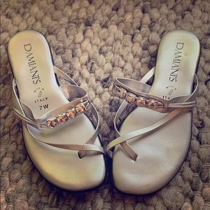 Silver Damiani’s Sandals Size 7W